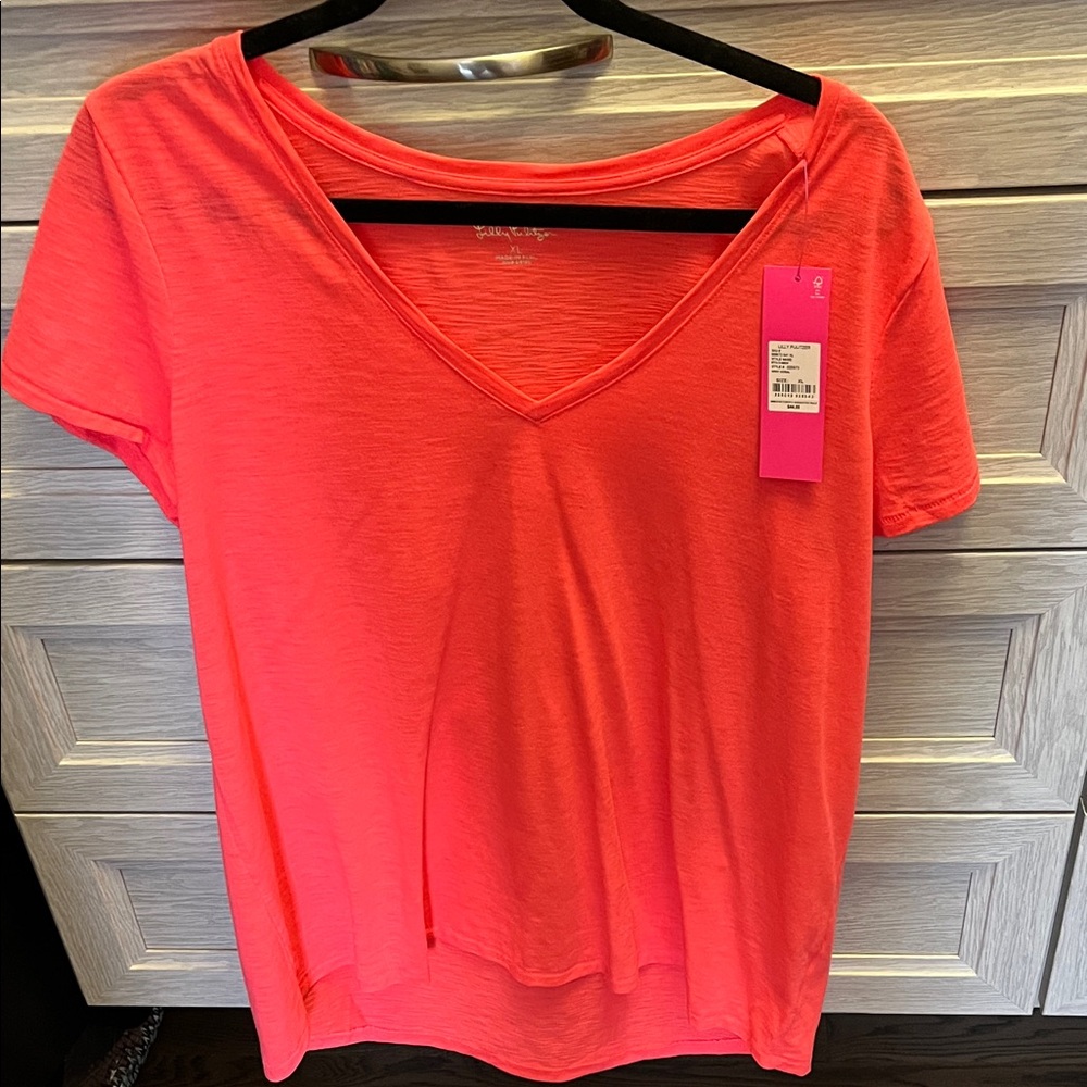 Lilly Pulitzer Neon Pink V-Neck Tee